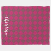 Colorful Checkers - Frambozen Fleece Deken (Voorkant (Horizontaal))