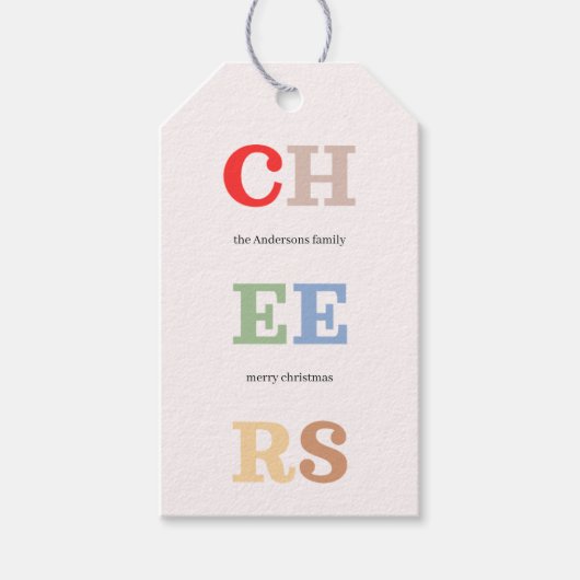 Colorful Cheer Christmas | Happy Holidays Cadeaulabel (Voorkant)