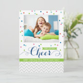 Colorful Cheer Confetti Foto Feestdagenkaart (Staand voorkant)