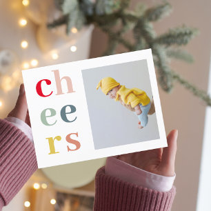 Colorful Cheer met foto   Happy Holiday Briefkaart