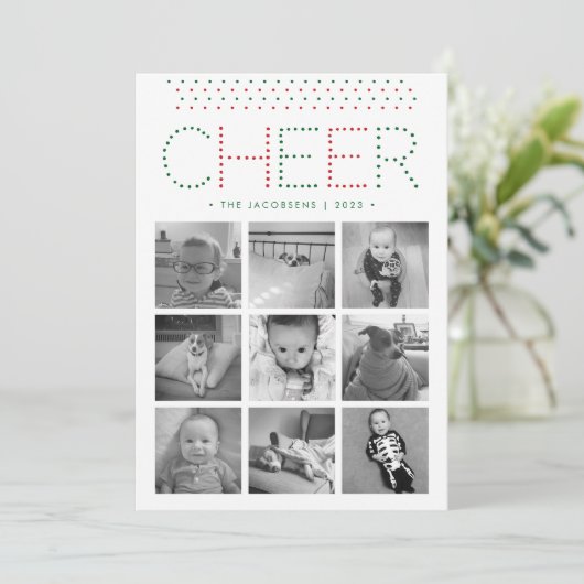 Colorful Cheer | Vakantieforakfotocollage Feestdagenkaart (Staand voorkant)