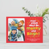 Colorful & Cheerful Merry & Bright Kerstfoto Feestdagenkaart (Staand voorkant)