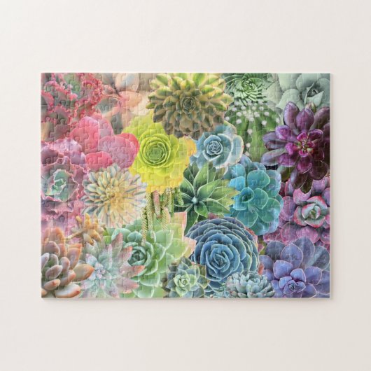 Colorful Cheerful Rainbow Succulent Puzzle Legpuzzel (Horizontaal)
