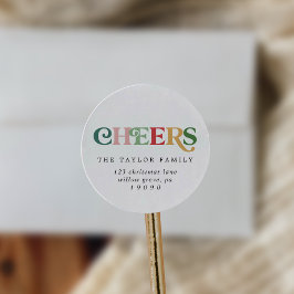 Colorful Cheers nieuwjaars Return Address Envelope Ronde Sticker