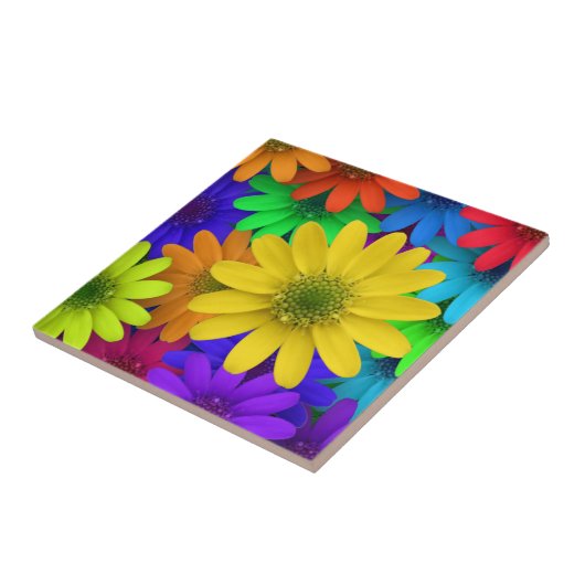 Colorful, Cheery, Summery Daisies Tegeltje (Zijkant)