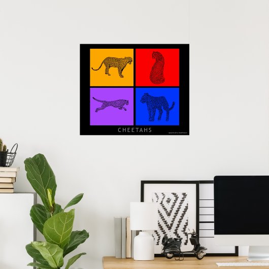 Colorful Cheetah Poster (Thuiskantoor)