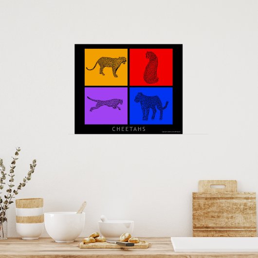 Colorful Cheetah Poster (Keuken)