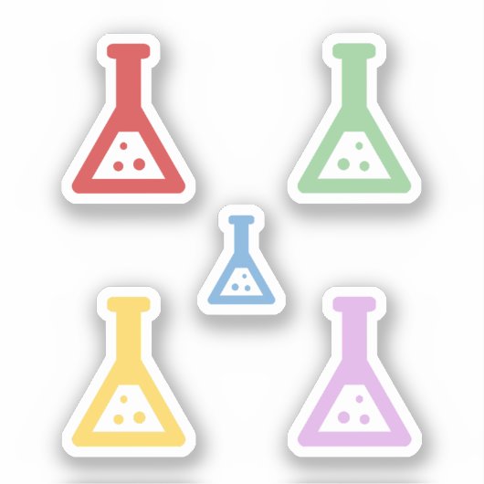 Colorful Chemistry Beakers Sticker Set (Voorkant)