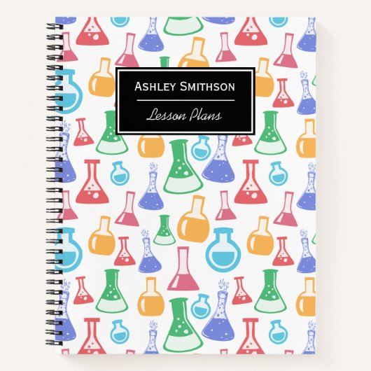 Colorful Chemistry Flasks Pattern Notitieboek (Voorkant)