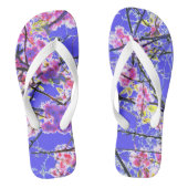 Colorful cherry bloesem blauw roze bloemontwerp teenslippers (Voetbed)