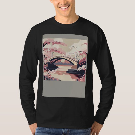 Colorful Cherry Blossom Bridge Vibrant T-shirt (Voorkant)