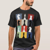 Colorful Chess Pieces Pop Art Pattern Design T-shirt (Voorkant)