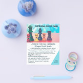 Colorful Chess Piecks, Chess Club Adverteren Flyer (Enkel)