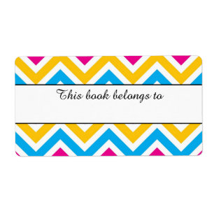 Colorful Chevron "Dit boek behoort tot" labels