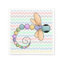 Colorful Chevron en Dragonfly Paper Napkins