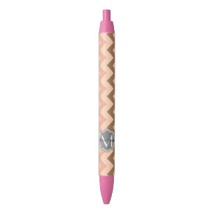 Colorful Chevron, Floral Monogram op persoonlijke Zwarte Inkt Pen