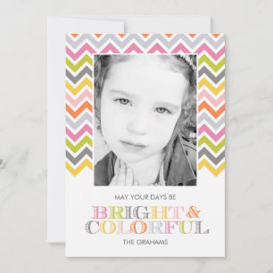 Colorful Chevron Holiday-fotokaarten Feestdagenkaart