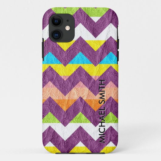 Colorful Chevron Leather Case-Mate iPhone Case (Achterkant)