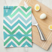 Colorful Chevron Monogram Kitchen Towel Theedoek (Quarter Fold)