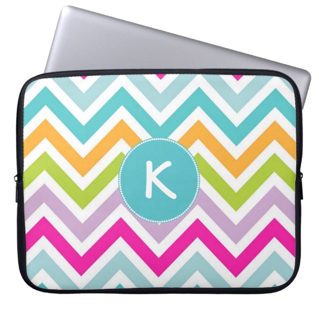 Colorful Chevron Monogram Sleeve bovenaan (Voorkant)