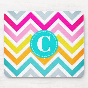 Colorful Chevron Monogrammed Muismat