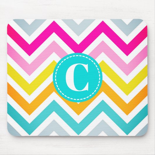 Colorful Chevron Monogrammed Muismat (Voorkant)