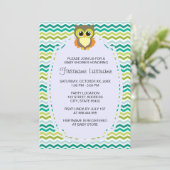 Colorful Chevron Owl Baby Shower Invitations Kaart (Staand voorkant)
