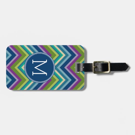 Colorful Chevron Pattern Aangepast monogram Bagagelabel (Voorkant horizontaal)