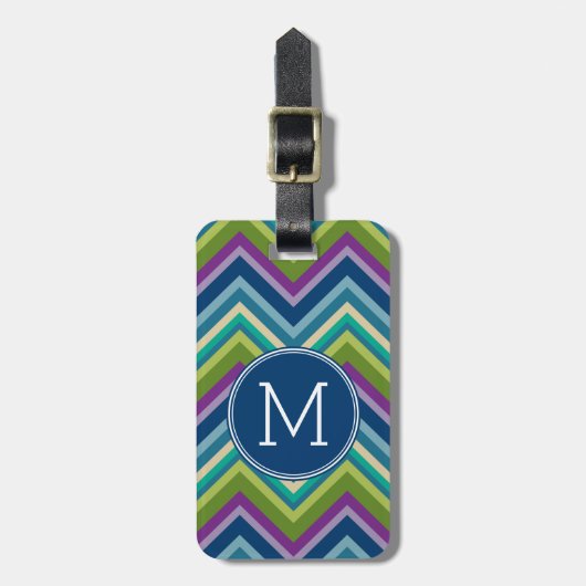Colorful Chevron Pattern Aangepast monogram Bagagelabel (Voorkant verticaal)