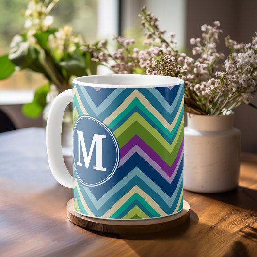 Colorful Chevron Pattern Aangepast monogram Koffiemok