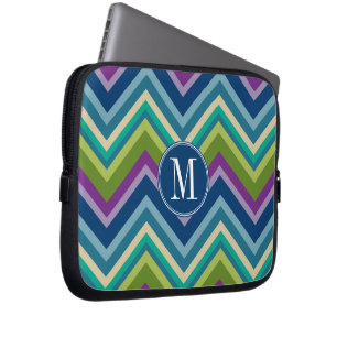 Colorful Chevron Pattern Aangepast monogram Laptop Sleeve