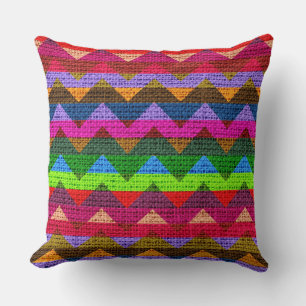 Colorful Chevron Pattern Burlap Jute Kussen