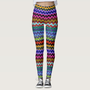 Colorful Chevron Pattern Burlap Kijk #10 Leggings