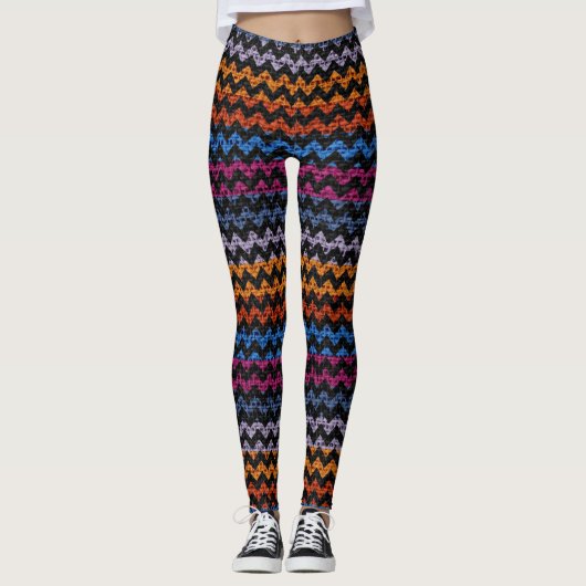 Colorful Chevron Pattern Burlap Kijk Leggings (Voorkant)