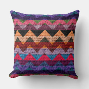Colorful Chevron Pattern Burlap Rustic Jute #5 Kussen