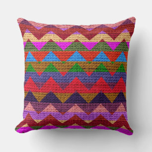 Colorful Chevron Pattern Burlap Rustic Jute #8 Kussen