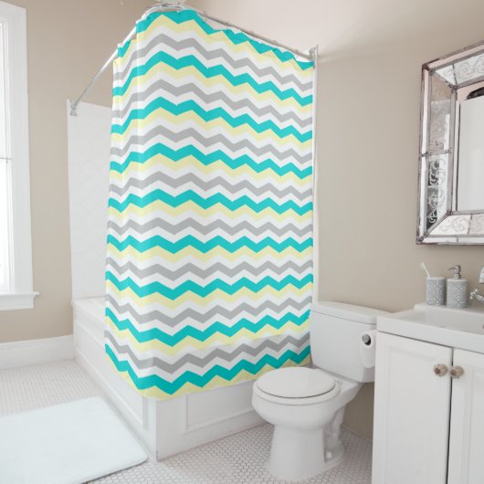 Colorful Chevron Pattern Douchegordijn (In situ)