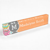 Colorful Chevron Pattern met aangepast monogram Naambordje