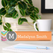 Colorful Chevron Pattern met aangepast monogram Naambordje
