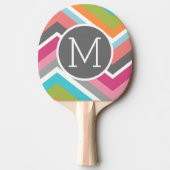 Colorful Chevron Pattern met aangepast monogram Tafeltennisbatje (Voorkant)