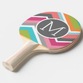 Colorful Chevron Pattern met aangepast monogram Tafeltennisbatje (Voorkant Gekanteld)