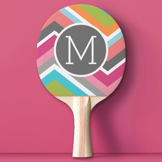 Colorful Chevron Pattern met aangepast monogram Tafeltennisbatje