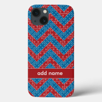 Colorful Chevron Pattern met Bricks Red Blue iPhone 13 Hoesje