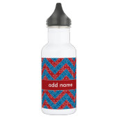 Colorful Chevron Pattern met Bricks Red Blue Waterfles (Links)