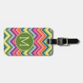 Colorful Chevron Pattern met monogram Bagagelabel (Voorkant horizontaal)