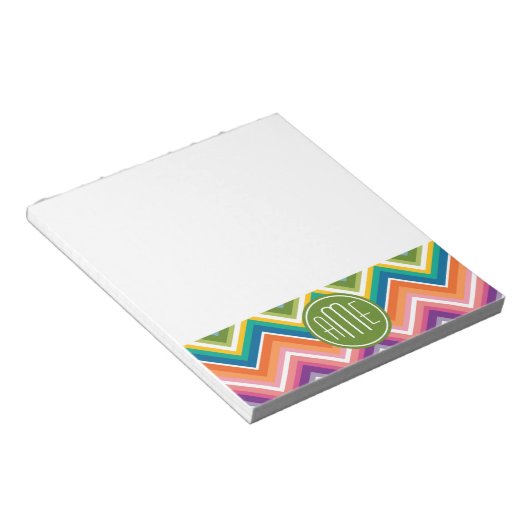 Colorful Chevron Pattern met monogram Notitieblok (Schuin)