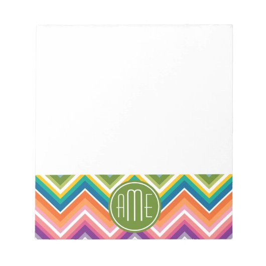 Colorful Chevron Pattern met monogram Notitieblok (Voorkant)