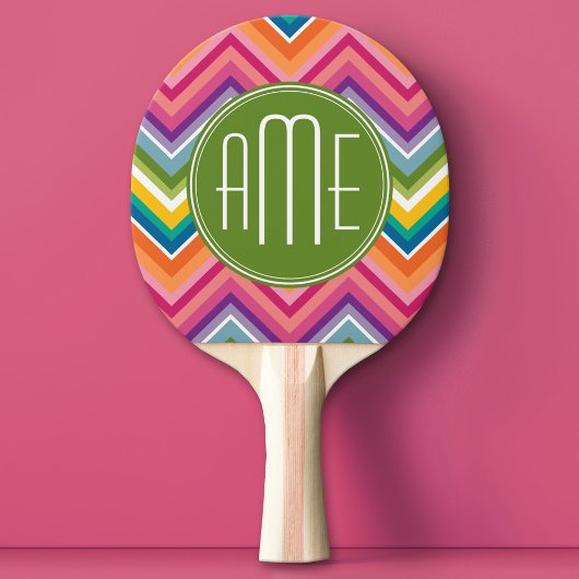 Colorful Chevron Pattern met monogram Tafeltennisbatje