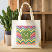 Colorful Chevron Pattern met monogram Tote Bag