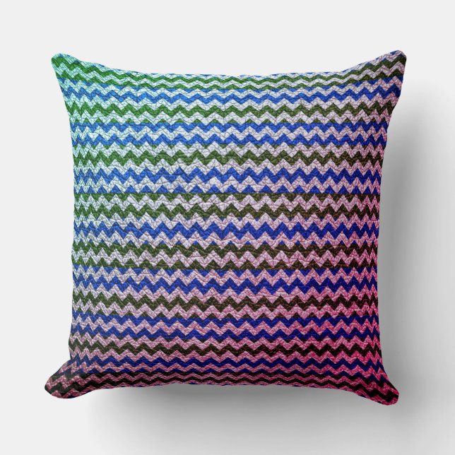 Colorful Chevron Stripes Leather Kijk #76 Kussen (Voorkant)